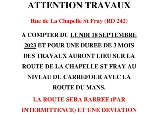 Miniature de l'article intitulé :Travaux route de La Chapelle St Fray